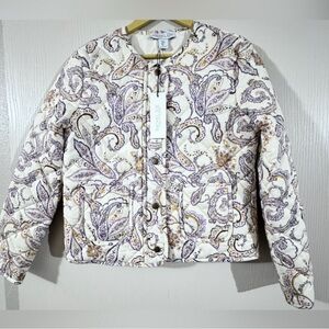 NWT Women’s RACHEL ZOE Quilted Crop Zip Paisley Floral Print  Jacket Small
